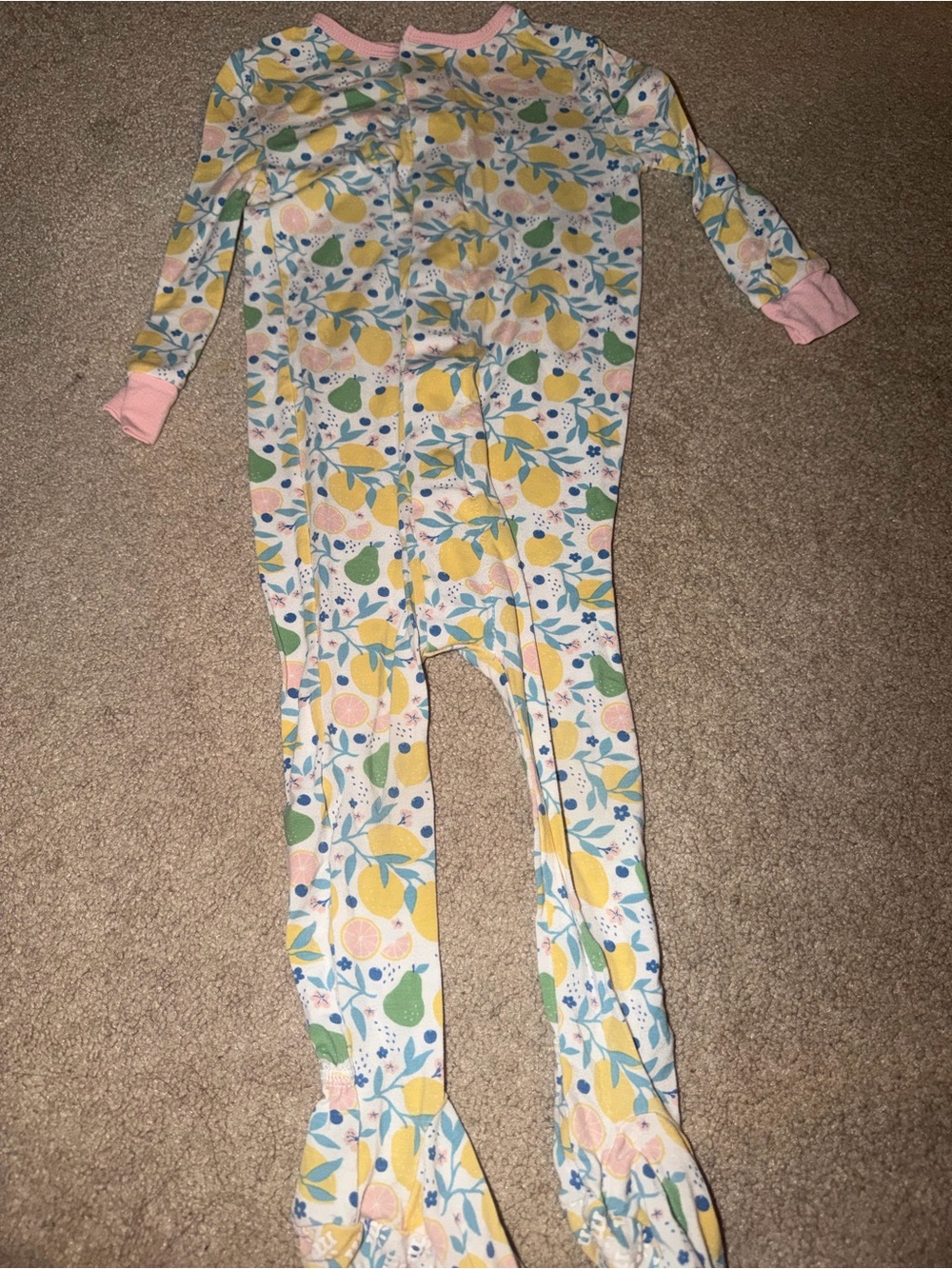 Magnetic Me Sleeper 9-12 Months lemon pink print
